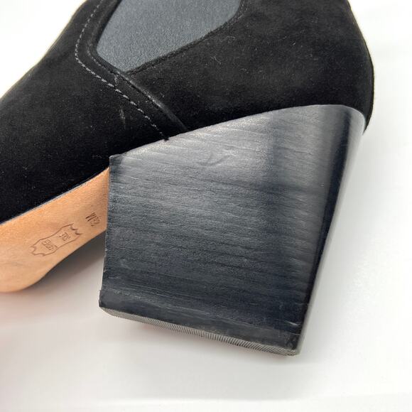 TORY BURCH Gemma Open Toe Ankle Booties Womens 8.5 Black Suede Stacked Heel 65mm - Picture 7 of 11